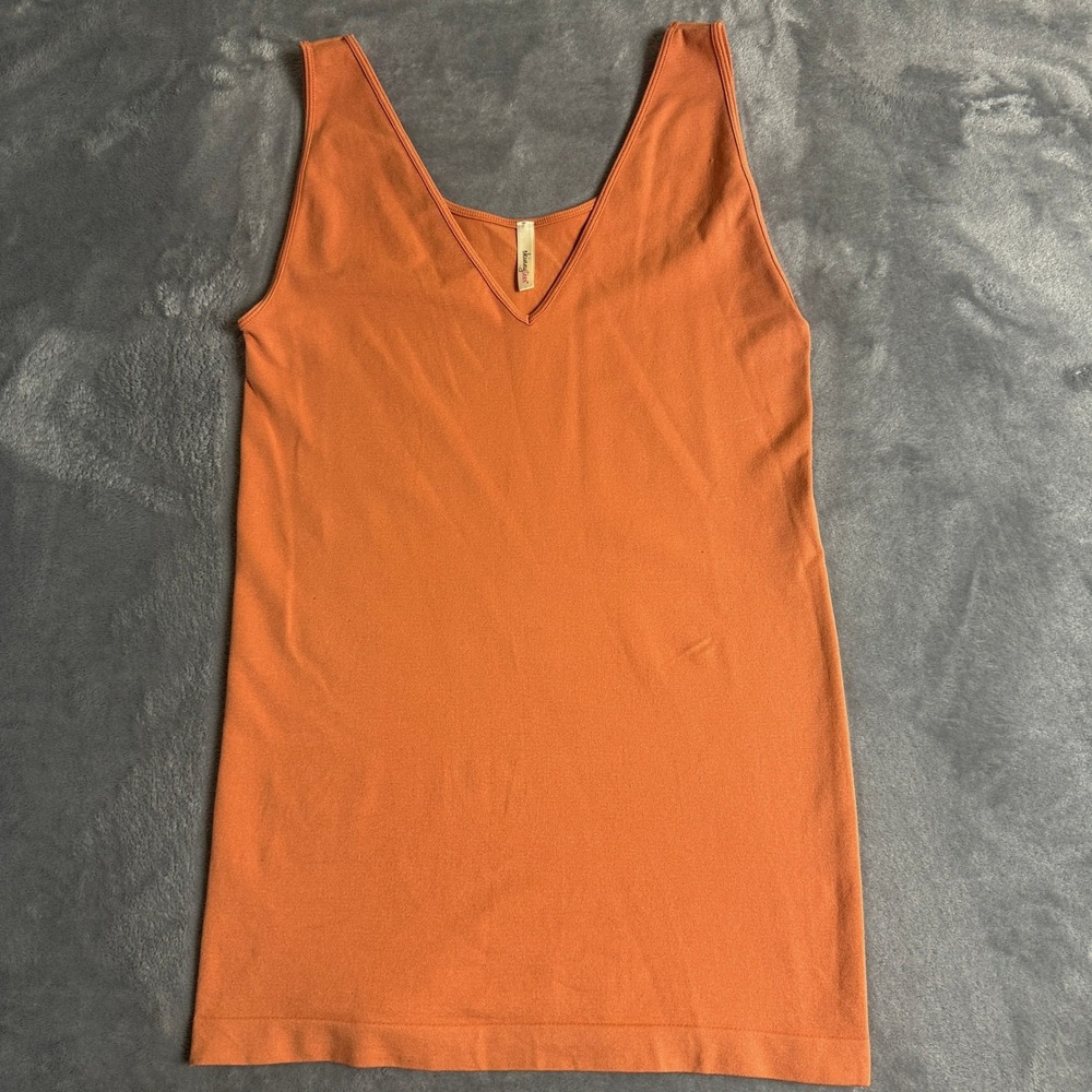 Minimalist Skinnytees V Neck Tank Top Small Stretch Pumpkin Fall Layering
